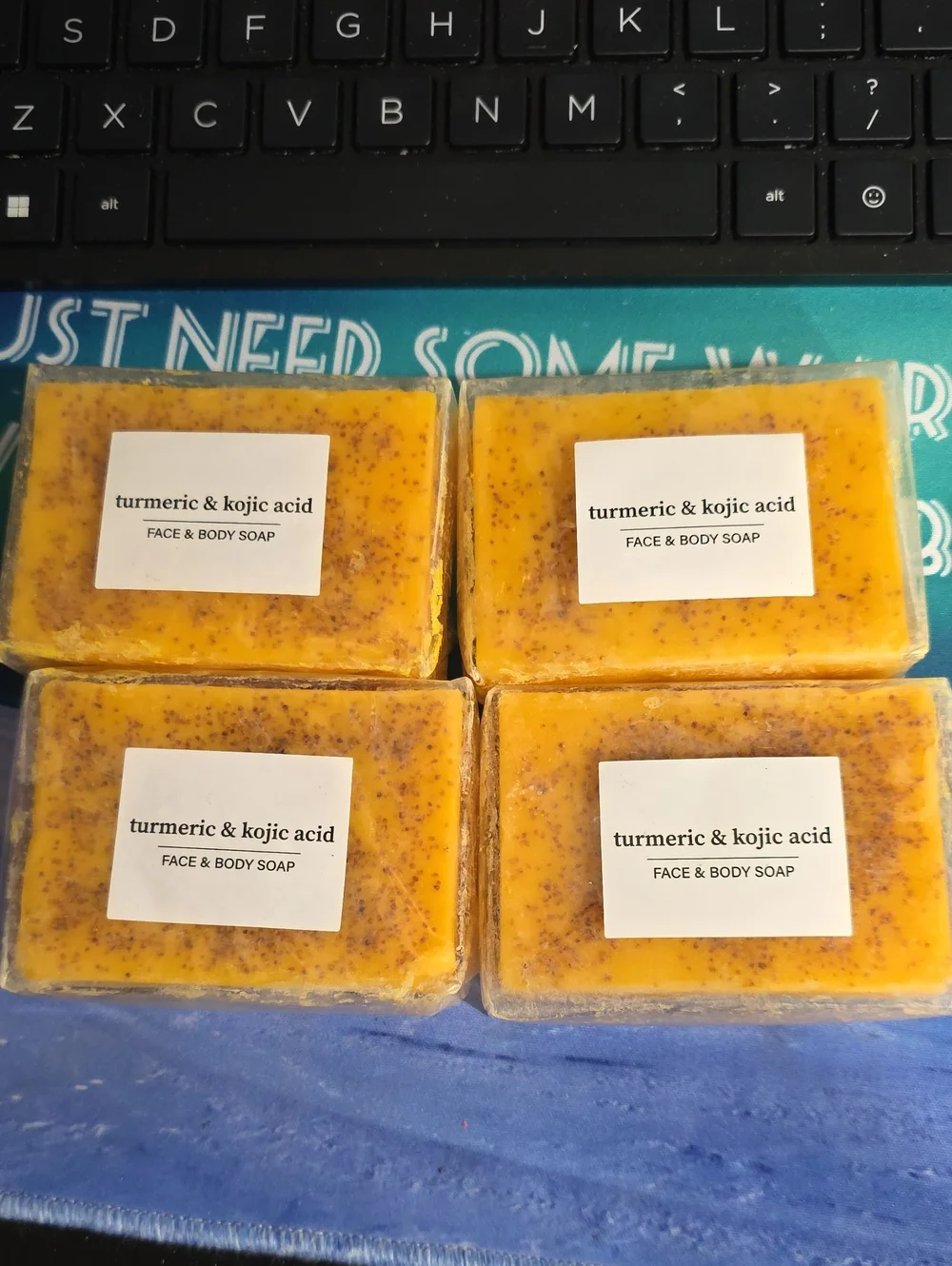 4 Pack Turmeric & Kojic Acid Face & Body Soap - Bright Yellow Bar Exp 2028